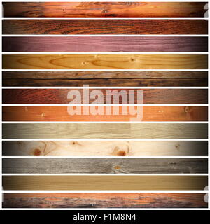 Grande collection de planches de bois vintage over white Banque D'Images