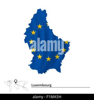 Plan de Luxembourg avec drapeau de l'Union européenne - vector illustration Illustration de Vecteur