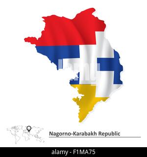 Carte de la République du Haut-Karabakh avec drapeau - vector illustration Illustration de Vecteur