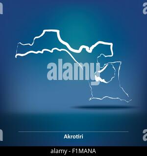 Carte d'Akrotiri Doodle - vector illustration Illustration de Vecteur