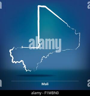 Doodle Carte du Mali - vector illustration Illustration de Vecteur