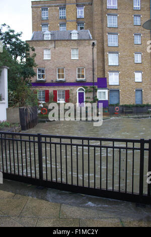 Londres, Royaume-Uni. 06Th Nov, 2015. Une marée haute sur la Tamise à Londres les allées et les bords des marécages près de doorwards de rue étroite, Limehouse, Londres, Royaume-Uni. Crédit : Glenn Sontag/Alamy Live News Banque D'Images