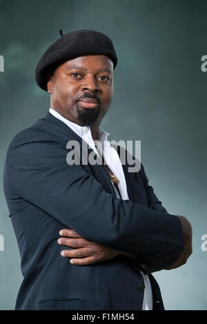 Ben Okri, OBE, le poète et écrivain nigérian, à l'Edinburgh International Book Festival 2015. Edimbourg, Ecosse. 16 août 2015 Banque D'Images