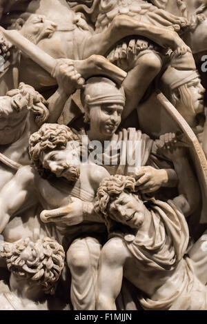 Rome. L'Italie. Sarcophage Ludovisi bataille (250-260 AD) Palazzo Altemps. Museo Nazionale Romano. Banque D'Images