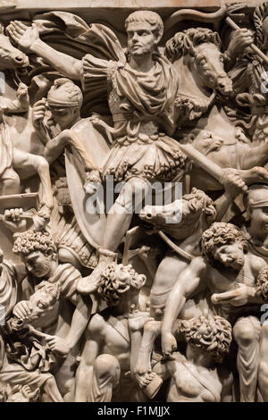 Rome. L'Italie. Sarcophage Ludovisi bataille (250-260 AD) Palazzo Altemps. Museo Nazionale Romano. Banque D'Images