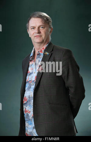 Paul Merton, l'écrivain britannique, acteur, comédien, animateur de radio et de télévision, à l'Edinburgh International Book Festival 2015. Edimbourg, Ecosse. Banque D'Images