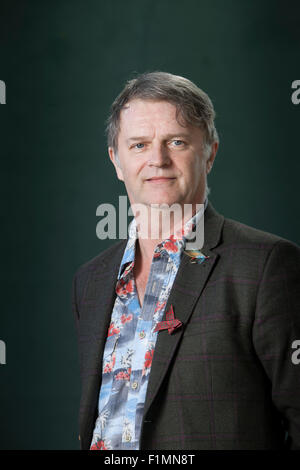 Paul Merton, l'écrivain britannique, acteur, comédien, animateur de radio et de télévision, à l'Edinburgh International Book Festival 2015. Edimbourg, Ecosse. Banque D'Images