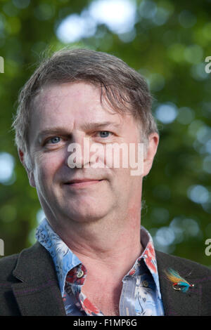 Paul Merton, l'écrivain britannique, acteur, comédien, animateur de radio et de télévision, à l'Edinburgh International Book Festival 2015. Edimbourg, Ecosse. Banque D'Images