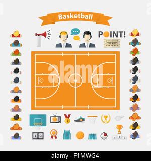 Basket-ball Icons set Illustration de Vecteur