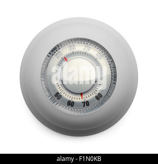 Cadran rond Accueil Thermostat isolé sur fond blanc. Banque D'Images