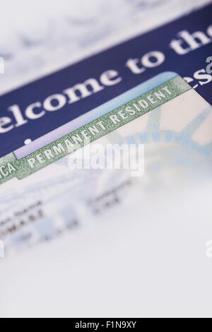 United States Carte Verte et Brochures Bienvenue Photo Gros plan vertical. Banque D'Images
