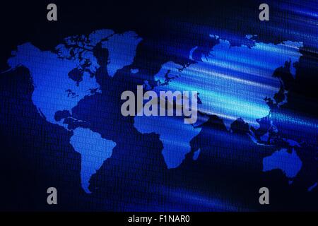 Monde numérique - Fond bleu sombre monde numérique Résumé Contexte - Illustration. Origines de la technologie Collection. Banque D'Images