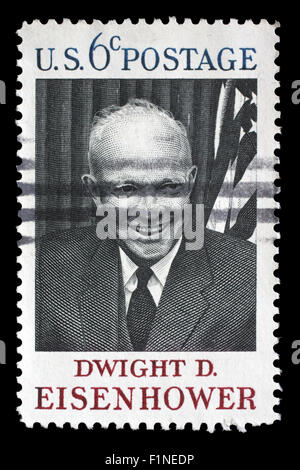 Stamp imprimé aux États-Unis montre Dwight D. Eisenhower, 34e président (1890-1969), circa 1969 Banque D'Images