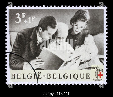 Timbres en Belgique est dédié à la 100e anniversaire de la Croix-Rouge internationale, vers 1963 Banque D'Images