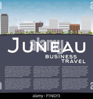 Juneau (Alaska) avec des toits de couleur grise et bleu ciel. Concept de voyages d'affaires. Vector Illustration Illustration de Vecteur