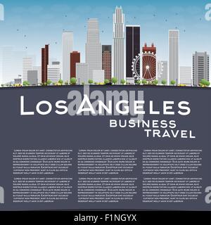 Los Angeles Skyline avec bâtiments gris, ciel bleu et copier l'espace. Concept de voyages d'affaires. Vector illustration Illustration de Vecteur