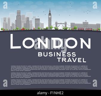 Ville de Londres avec des gratte-ciel, les nuages et l'exemplaire de l'espace. Business travel concept Vector illustration Illustration de Vecteur