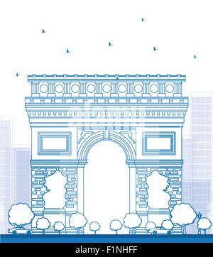Contours de l'Arc de Triomphe. France Paris. Vector illustration Illustration de Vecteur