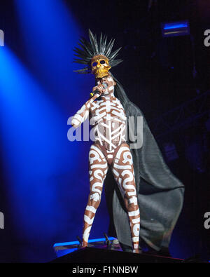 L'Irlande. Le 4 septembre, 2015. Ancien modèle bond villain et musicien tourné Grace Jones sur scène lors du plus grand festival de musique de l'Irlande de pique-nique électrique 2015. Crédit : Darren McLoughlin/Alamy Live News Banque D'Images