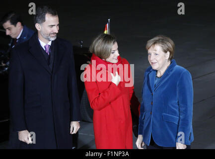 Koenig Felipe VI, Koenigin Letizia von Spanien, BKin, Angela Merkel - Treffen der dt. Bundeskanzlerin, 'Der stumme mit dem Koenigsp Banque D'Images