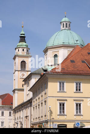 Cathédrale de St Nicholas à Ljubljana, Slovénie, le 30 juin, 2015 Banque D'Images