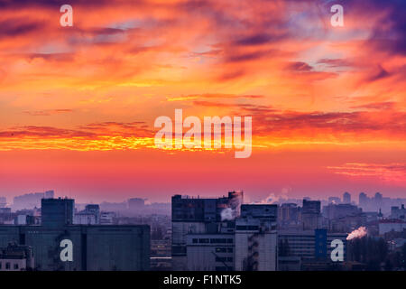 Coucher de soleil orange Banque D'Images