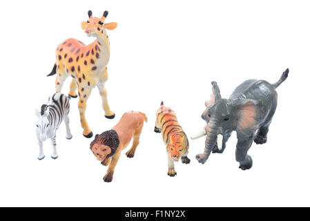 Petit jouet animaux ioslated sur fond blanc. Banque D'Images