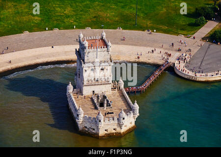 Portugal, Lisbonne, la tour de Belém, l'architecte Francisco de Arruda, 1515-1521 (Liste du patrimoine mondial de l'UNESCO, 1983), le quartier de Belém, Lisb Banque D'Images