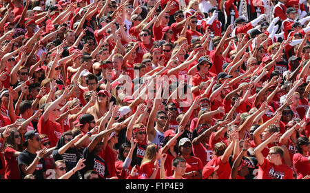 Piscataway, NJ, USA. 12Th Mar, 2015. Fans réagir à un touchdown Rutgers pendant un match de football de la NCAA à High Point Solutions Stadium à Piscataway, New Jersey Mike Langish/Cal Sport Media. © csm/Alamy Live News Banque D'Images