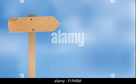 Panneau en bois blanc sur ciel bleu fond vecteur droit copyspace Illustration de Vecteur