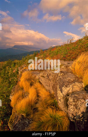 Grandfather Mountain vu de Flat Rock, Blue Ridge Parkway, North Carolina, USA Banque D'Images