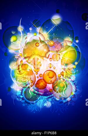 Colorful Abstract Design - Fond bleu foncé. Image de couleurs abstraites. Banque D'Images