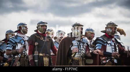 Mur d'Hadrien en direct ! - Le grand soldat romain événement. Birdoswald, Cumbria, 5e septembre 2015. Banque D'Images