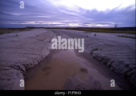 Badlands de la sécheresse. Les matières sèches dans les terres de Badlands National Park (Dakota du Sud, USA. Soirée horizontale la photographie. Photo de la nature Colle Banque D'Images