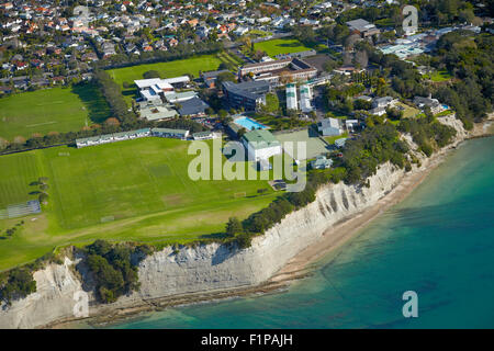 Takapuna Grammar School, Takapuna, Auckland, île du Nord, Nouvelle-Zélande - vue aérienne Banque D'Images