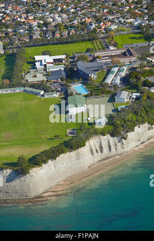 Takapuna Grammar School, Takapuna, Auckland, île du Nord, Nouvelle-Zélande - vue aérienne Banque D'Images