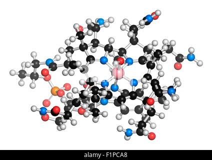 L'hydroxocobalamine molécule de vitamine B12 souvent donné dans un but thérapeutique en cas de carence en B12, mais aussi pour traiter l'empoisonnement au cyanure Banque D'Images