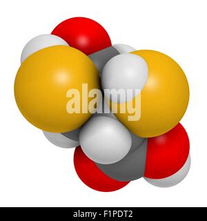 Le DMSA (acide dimercaptosuccinique Succimer) saturnisme molécule pharmaceutique antidote utilisé dans l'empoisonnement aux métaux lourds ; actes en formant Banque D'Images