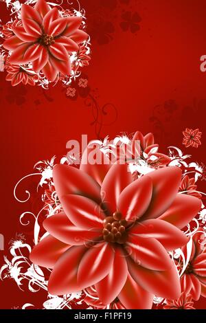 Résumé rouge fleurs Illustration - Fleurs rouge Art Design vertical. Banque D'Images
