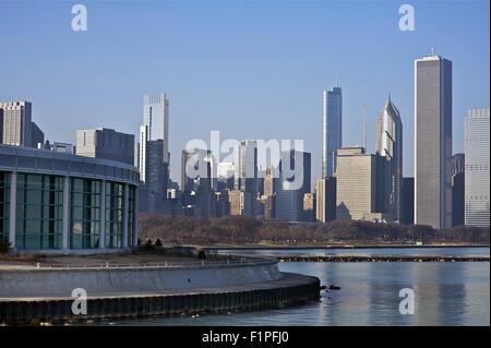 Chicago Skyline East Side - Lake Front Skyline of Chicago, USA. Horizontal Photography Banque D'Images