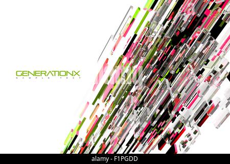 Sharp Design cool avec copie Espace. Sharp 3D Conception de blocs vitreux colorés avec copie espace blanc sur le côté gauche. Des horizontales Banque D'Images