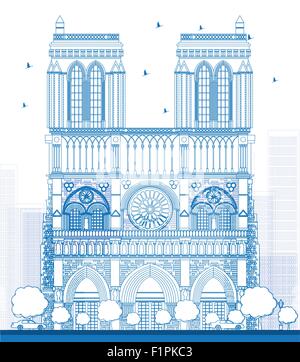 Contours de la Cathédrale Notre Dame - Paris. Vector illustration Illustration de Vecteur