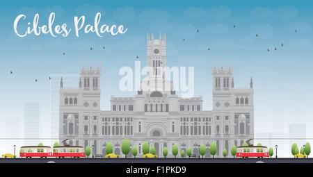 Cibeles Palace (Palacio de Cibeles), Madrid, Espagne. Il a été le foyer de la correspondance postale et Museum jusqu'en 2007. Illustra vecteur Illustration de Vecteur