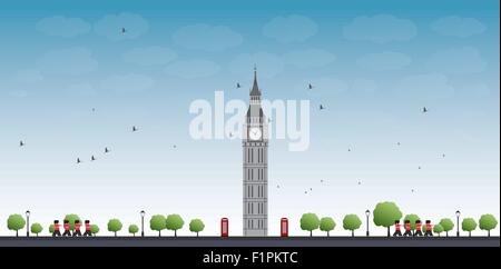 Tour de Big Ben à Londres et Ciel bleu avec des nuages Illustration de Vecteur