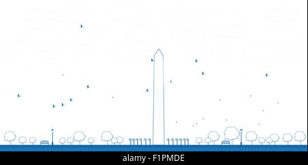 Contours Washington Monument en bleu Washington DC Vector illustration Illustration de Vecteur