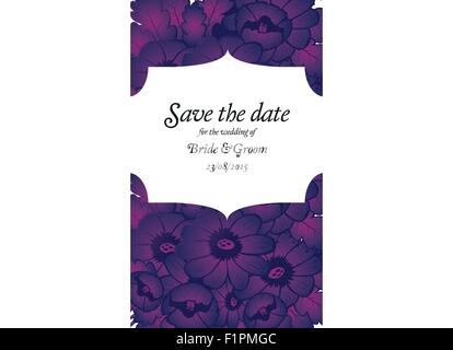 Carte d'invitation de mariage avec fleurs violettes Vector illustration Illustration de Vecteur