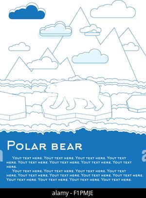 L'ours polaire sur la banquise dans l'océan résultat possible du réchauffement de la Vector illustration pour les magazines ou les journaux Illustration de Vecteur