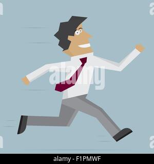 Businessman courir en avant. Vector illustration. Modèle plat Illustration de Vecteur