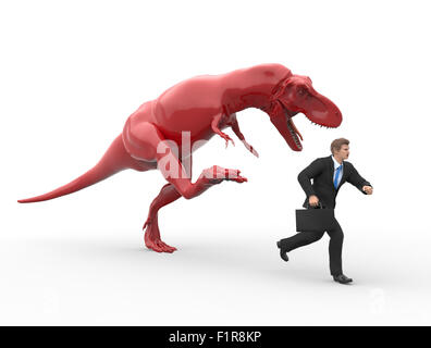 La chasse aux dinosaures pour un homme d'affaires Banque D'Images