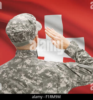 Les forces militaires nationales avec drapeau sur le contexte de la série conceptuelle - Suisse Banque D'Images